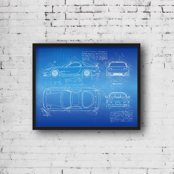 Mazda RX7 Fast and Furious (1993) Sketch Art Print - Sketch Style, Car Patent, Blueprint Poster, Car Blue Print, RX-7, RX 7 (P626)