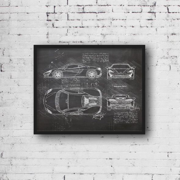 McLaren 540C (2016 - 18) Sketch Art Print - Sketch Style, Car Patent, Patent, Blueprint Poster, Blue Print, McLaren Cars (P732)