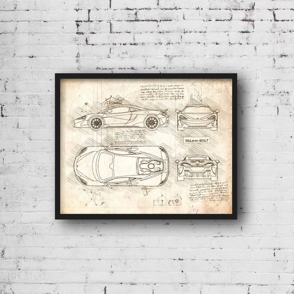 McLaren 600LT (2019 - present) Sketch Art Print - Sketch Style, Car Patent, Patent, Blue Print Poster, McLaren Cars (P819)