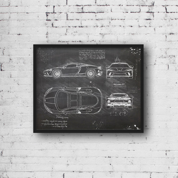 McLaren GT (2019 - present) Sketch Art Print - Sketch Style, Car Patent, Patent, Blue Print Poster, Senna Car, McLaren Cars (P820)