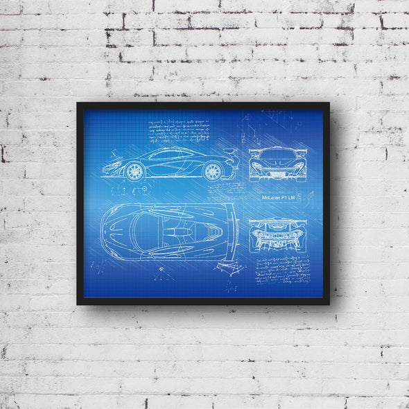 McLaren P1 LM (2018)  Sketch Art Print - Sketch Style, Car Patent, Patent, Blueprint Poster, Blue Print, McLaren Cars (P420)