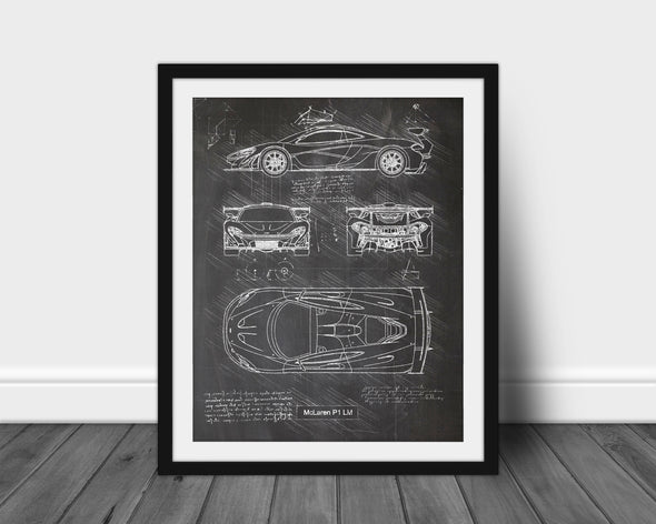 McLaren P1 LM (2018) Sketch Art Print - Sketch Style, Car Patent, Patent, Blueprint Poster, Blue Print, McLaren Cars (P786)