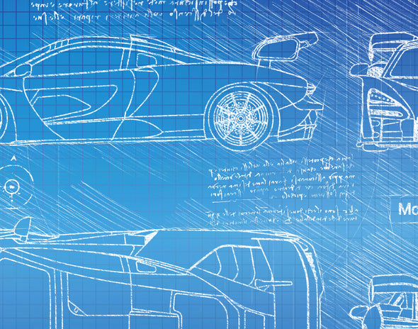 McLaren Senna (2019) Sketch Art Print - Sketch Style, Car Patent, Patent, Blue Print Poster, Senna Car, McLaren Cars (P419)