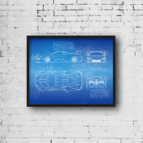 McLaren Senna (2019) Sketch Art Print - Sketch Style, Car Patent, Patent, Blue Print Poster, Senna Car, McLaren Cars (P419)