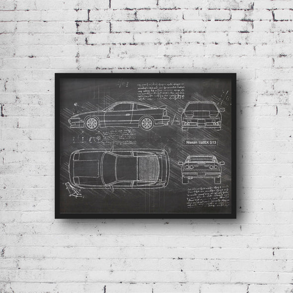 Nissan 180SX S13 (1989 - 1998) Sketch Art Print - Sketch Style, Car Patent, Blueprint Poster, Blue Print, 180 SX Poster (P649)