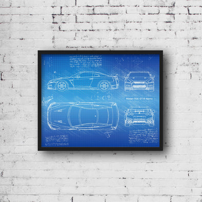 Nissan R35 GT-R Nismo (2017) Sketch Art Print - Sketch Style, Car Patent, Blueprint Poster, Blue Print, GTR Nismo (P327)