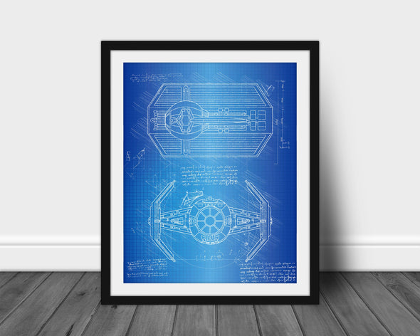 Star Wars Tie Fighter Art Print - daVinci Style, Wall Art, Star Wars Poster, Patent Print, Leonardo daVinci, Blue Print Poster (#P274)
