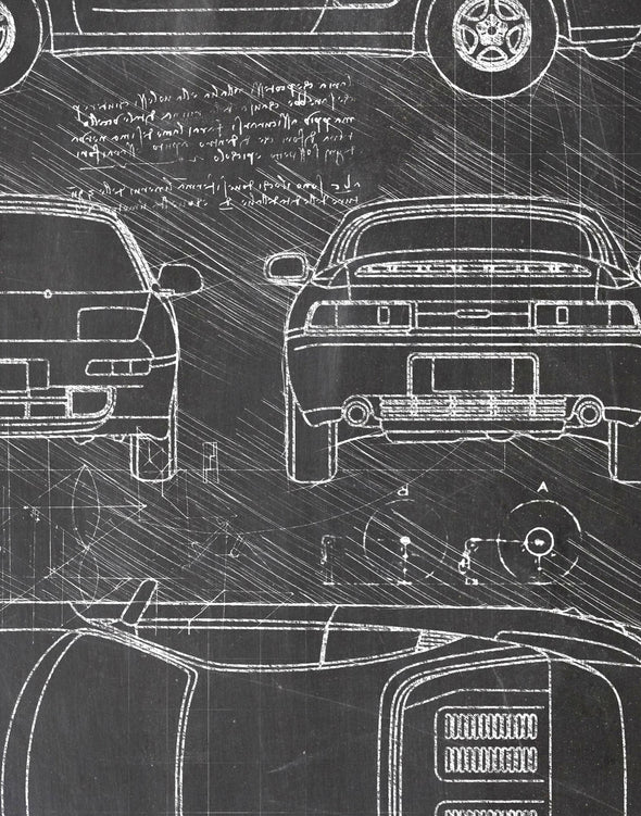 Toyota MR2 (1989 - 99) Sketch Art Print - Sketch Style, Car Patent, Blue Print Poster, Vertical Art, MR2 Car Poster (P588)