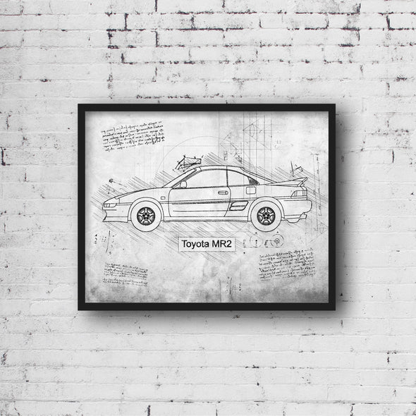 Toyota MR2 (1989 - 99) Sketch Art Print - Sketch Style, Car Patent, Blueprint Poster, Blue Print, MR2 Car Poster (P516)