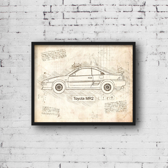 Toyota MR2 (1989 - 99) Sketch Art Print - Sketch Style, Car Patent, Blueprint Poster, Blue Print, MR2 Car Poster (P516)
