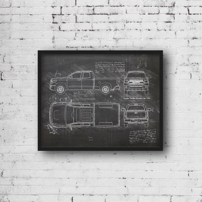 Toyota Tundra Double Cab TRD (2014 - present) Sketch Art Print - Car Patent, Blue Print Poster, Tunda Truck Art (P618)