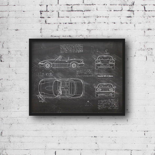 Mazda MX-5 Miata (1989-98) da Vinci Sketch Art Print (#334)