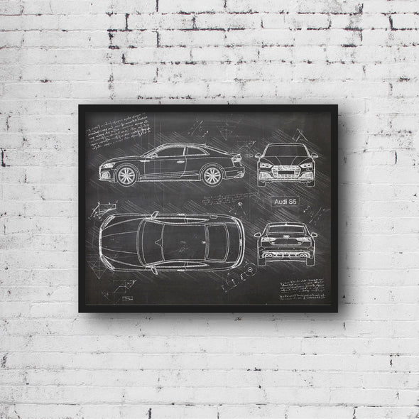 Audi S5 Coupe (2017-Present) da Vinci Sketch Art Print (#307)