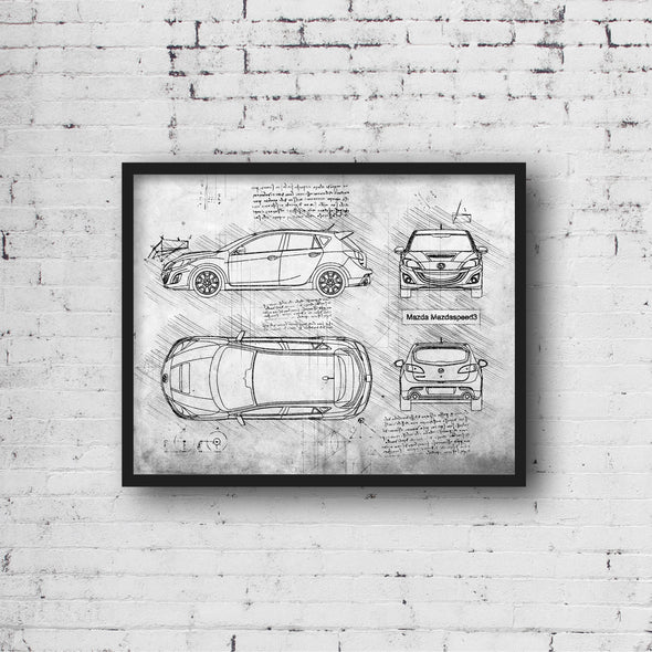 Mazda Mazdaspeed3 (2010-13) da Vinci Sketch Art Print (#351)