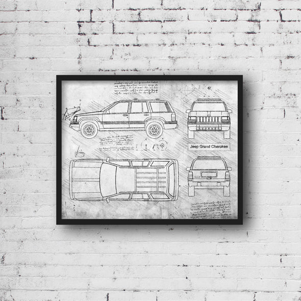 Jeep Grand Cherokee (1993-98) da Vinci Sketch Art Print (#362)