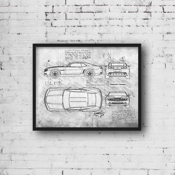 Chevrolet Camaro (2009-13) da Vinci Sketch Art Print (#370)