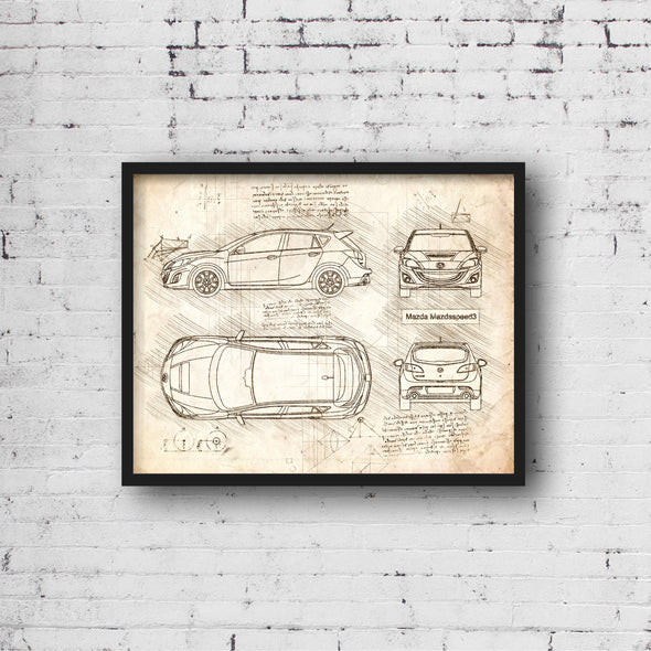Mazda Mazdaspeed3 (2010-13) da Vinci Sketch Art Print (#351)