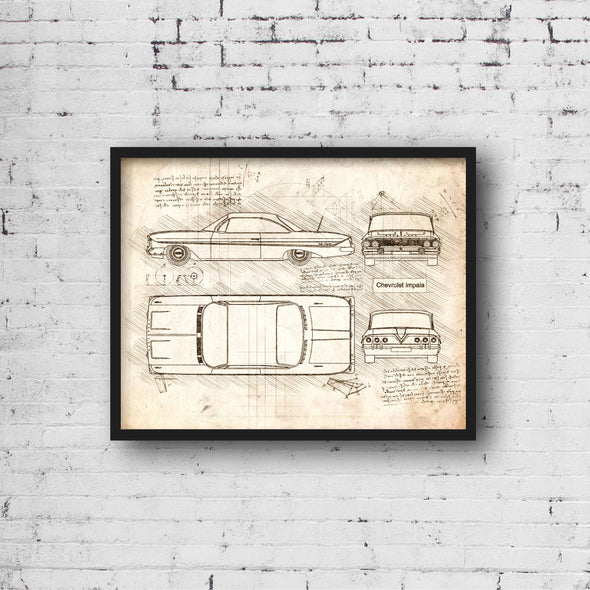Chevrolet Impala (1961) da Vinci Sketch Art Print (#790)
