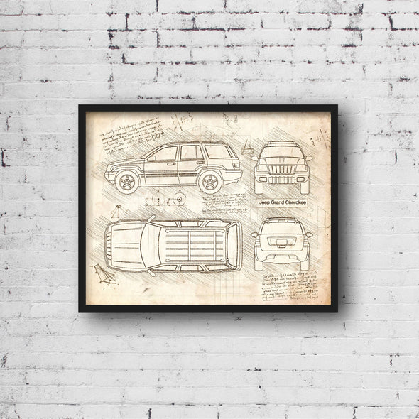 Jeep Grand Cherokee (1999-04) da Vinci Sketch Art Print (#817)