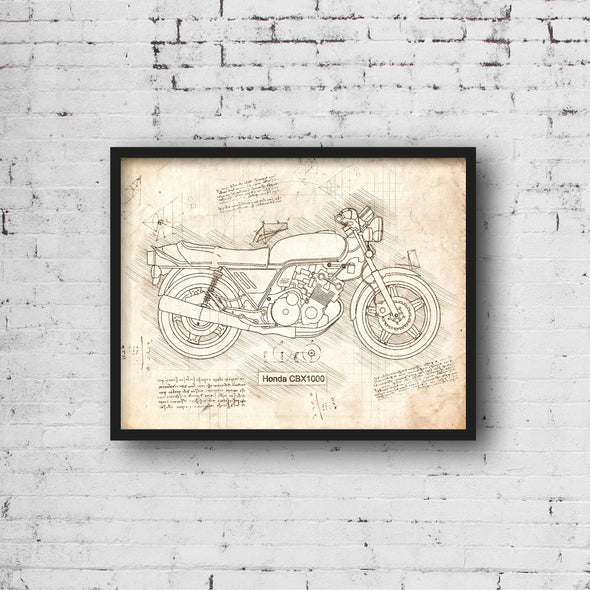 Honda CBX1000 (1979-82) da Vinci Sketch Art Print (#363)