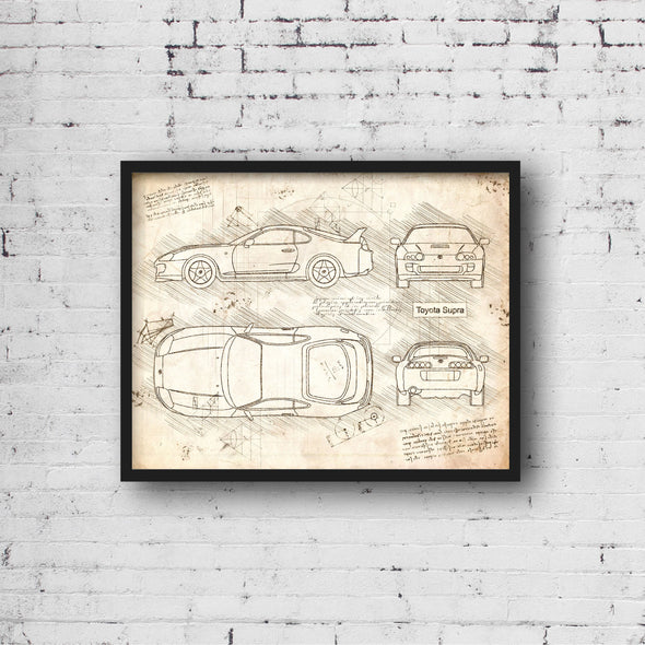 Toyota Supra (1992-02) da Vinci Sketch Art Print (#312)