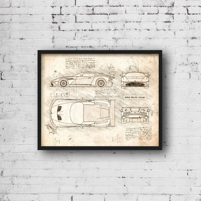 Aston Martin Vulcan (2015) da Vinci Sketch Art Print (#367)