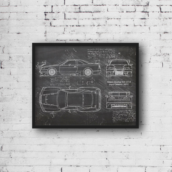 Nissan Skyline R33 GT-R Impul Calsonic JGTC (1996) da Vinci Sketch Art Print (#531)