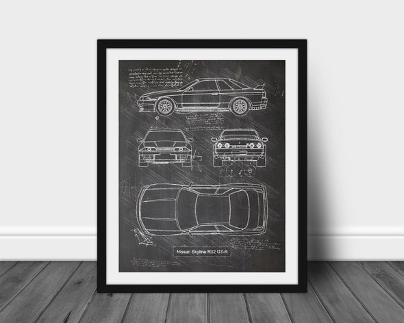 Nissan Skyline R32 GT-R (1989-94) da Vinci Sketch Art Print (#591)