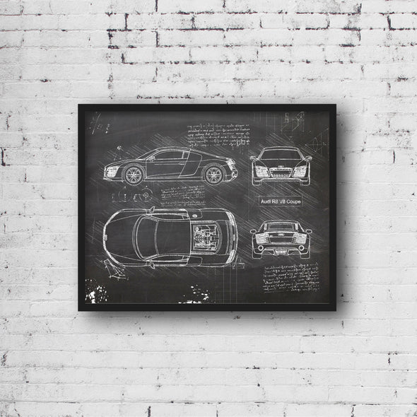 Audi R8 V8 Coupe (2012-14) da Vinci Sketch Art Print (#757)