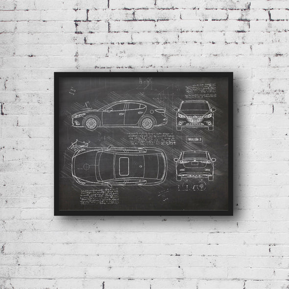 Mazda 3 (2014) da Vinci Sketch Art Print (#464)