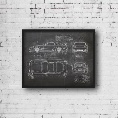 Mazda RX7 (1993) da Vinci Sketch Art Print (#626)