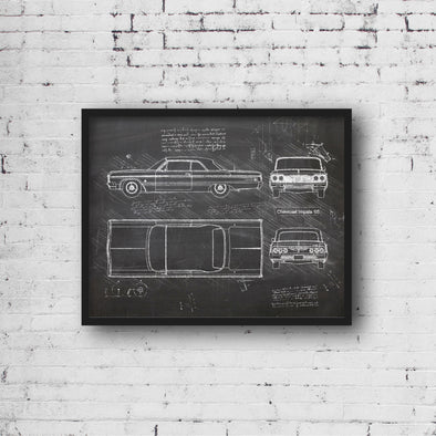 Chevrolet Impala SS (1964) da Vinci Sketch Art Print (#482)