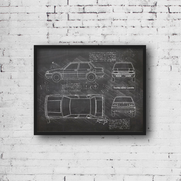 Toyota AE82 Corolla (1982-87) da Vinci Sketch Art Print (#483)