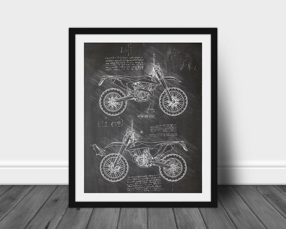 KTM 500 EXC (2017-Present) da Vinci Sketch Art Print (#677)