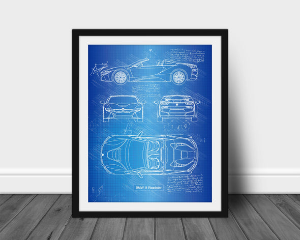 BMW i8 Roadster (2018-Present) da Vinci Sketch Art Print (#561)