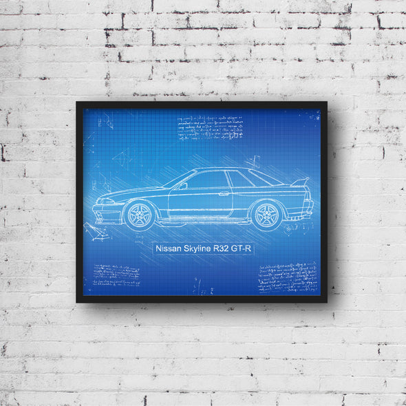 Nissan Skyline R32 GT-R (1989-94) da Vinci Sketch Art Print (#541)