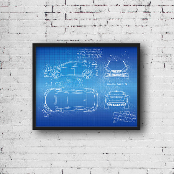 Honda Civic Type R FK2 (2015-17) da Vinci Sketch Art Print (#632)