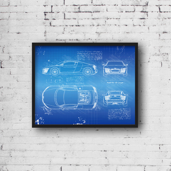 Audi R8 V8 Coupe (2012-14) da Vinci Sketch Art Print (#757)