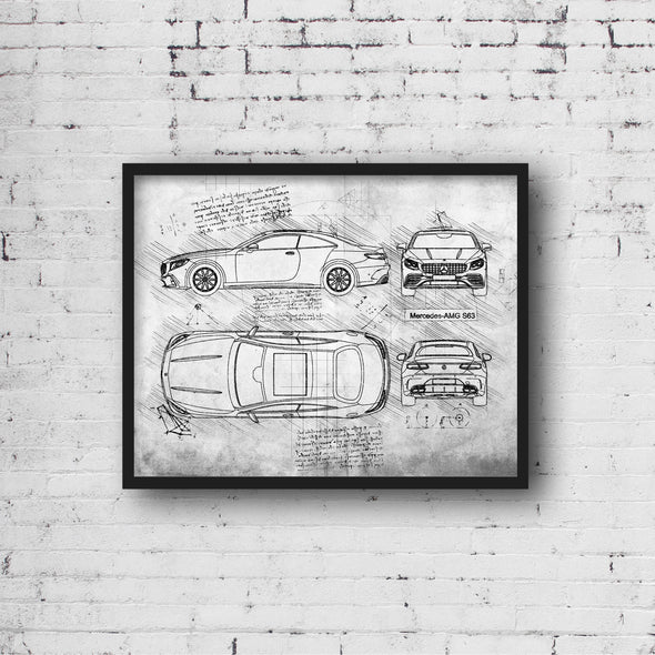 Mercedes AMG S63 (2018-Present) da Vinci Sketch Art Print (#707)