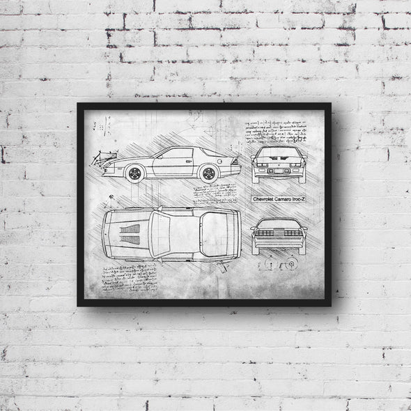 Chevrolet Camaro Iroc-Z (1990) da Vinci Sketch Art Print (#574)