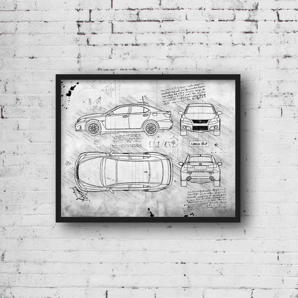 Lexus IS-F (2008-13) da Vinci Sketch Art Print (#467)