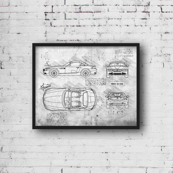 BMW Z4 E89 (2009-16) da Vinci Sketch Art Print (#403)