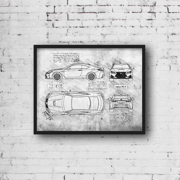 Lexus RC F (2015-Present) da Vinci Sketch Art Print (#256)