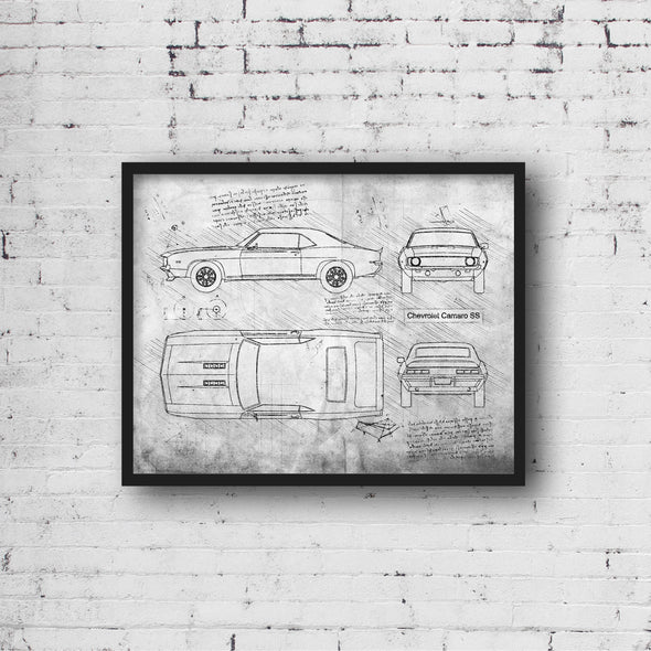 Chevrolet Camaro SS (1969) da Vinci Sketch Art Print (#414)
