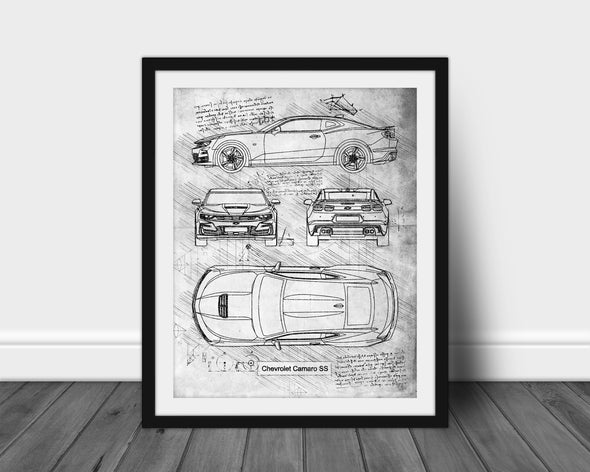 Chevrolet Camaro SS (2018-Present) da Vinci Sketch Art Print (#577)