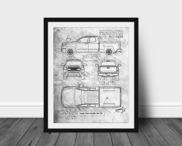 Toyota Tundra Double Cab TRD (2014-Present) da Vinci Sketch Art Print (#619)