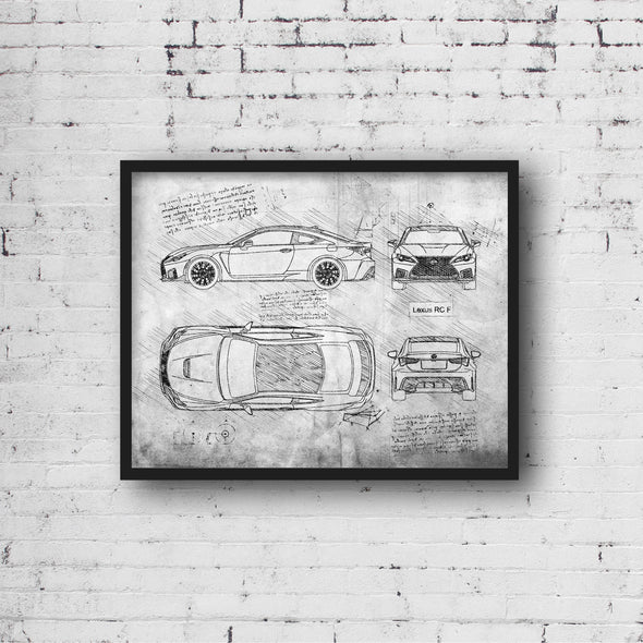 Lexus RC F (2019-Present) da Vinci Sketch Art Print (#760)