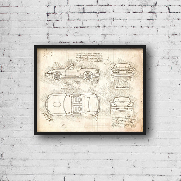 Mazda MX-5 (1998-05) da Vinci Sketch Art Print (#706)