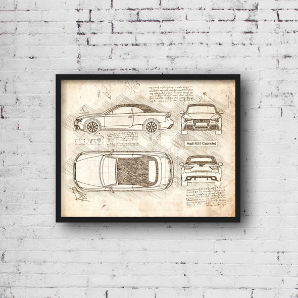 Audi RS5 Cabriolet (2012-16) da Vinci Sketch Art Print (#635)