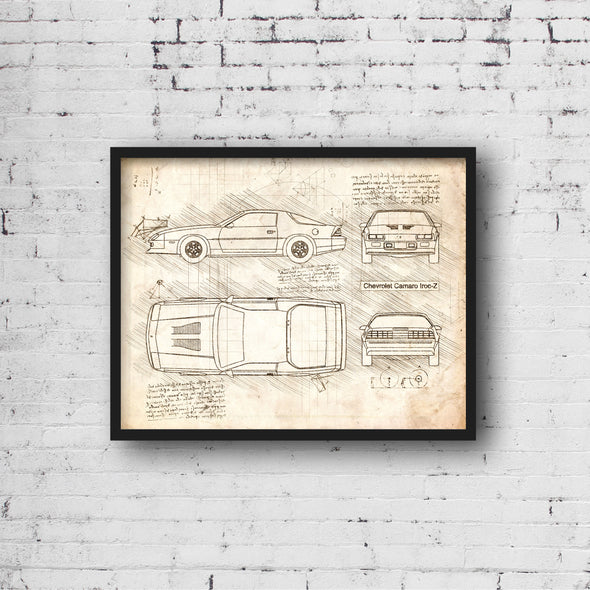 Chevrolet Camaro Iroc-Z (1990) da Vinci Sketch Art Print (#574)